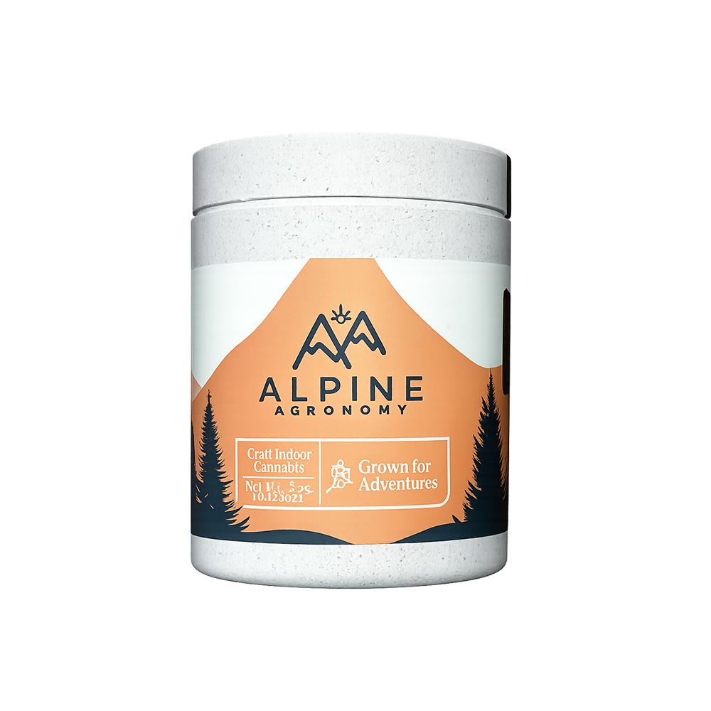 Alpine Agronomy cannabis jar product photo.