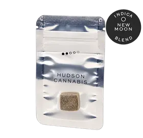 Hudson Cannabis New Moon hash package for the 50% off Hudson New Moon hash deal.