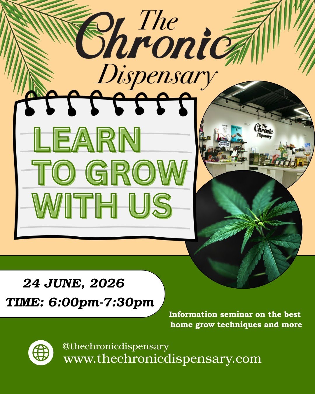 Learn to Grow with us seminar flyer.