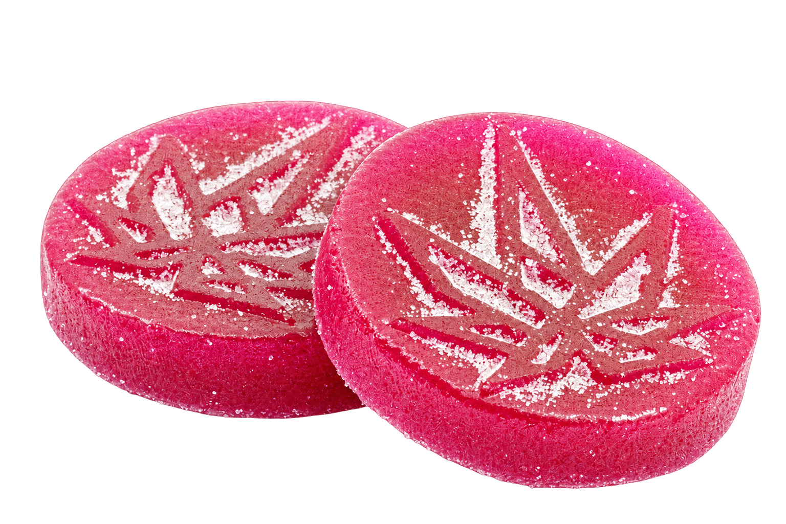 Two pink Levitate watermelon gummies for the 50% off deal.